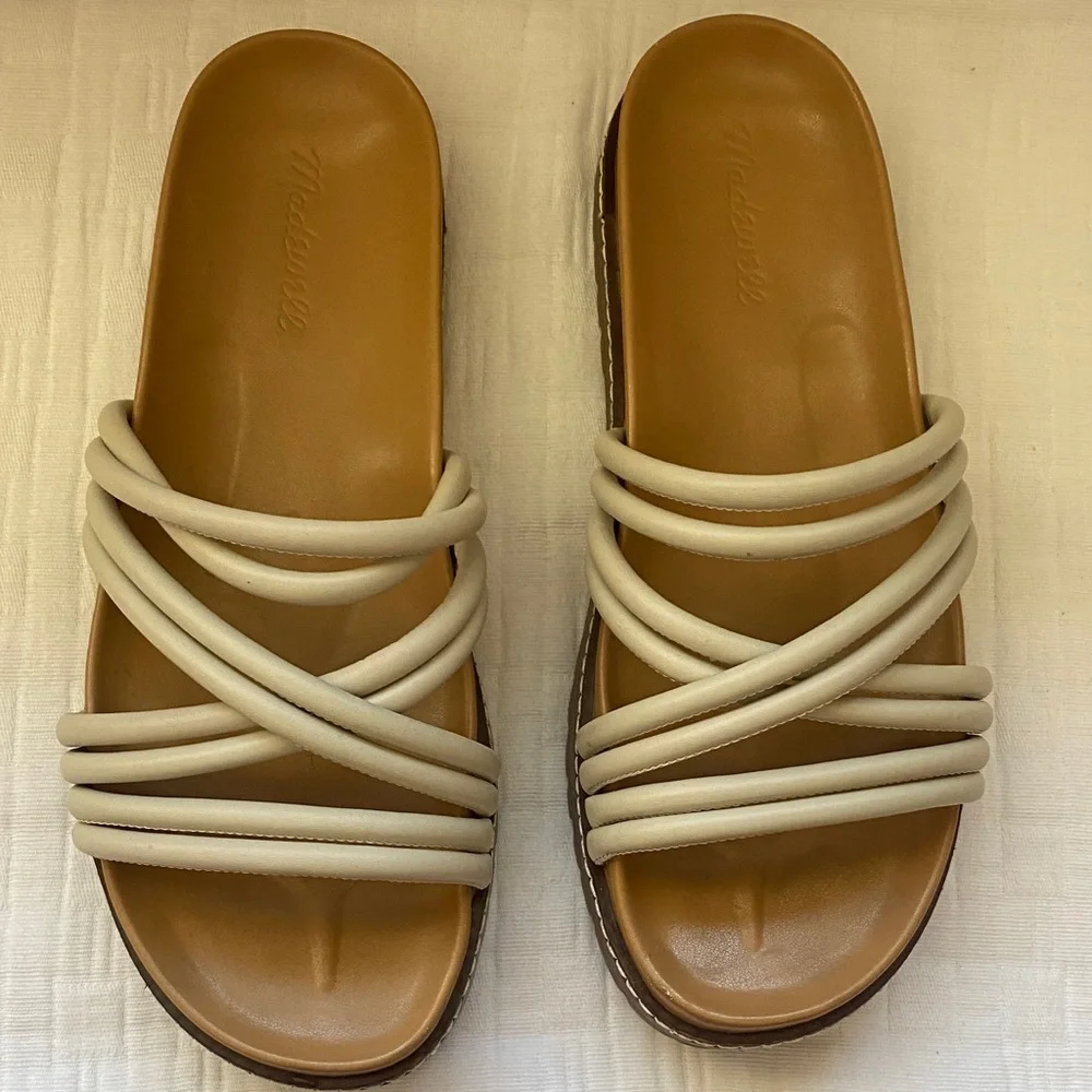 MADEWELL Beige Multi-Strap Slide Sandals
